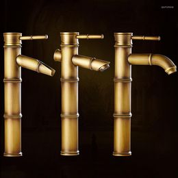 Bathroom Sink Faucets European Antique Faucet Brass Basin Tap Tall Bamboo Cold Water Kitchen Outdoor Garden Taps FA