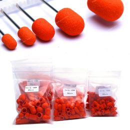 50Ppc/Set Orange Nail Sanding Caps With Rubber Nail Drill Bit Electric Nail Clean Burr Rotary Gel Polish Burr Accessories Tools Nail ToolsNail Drill Accessories
