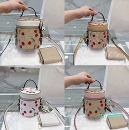 Designer-bags bucket handbags women mini Bucket with purse Fashion Cherry pattern Purse Handbag