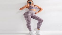 2 pcs set women Yoga Set Seamless Camouflage Women Fitness Clothing Sports Bra Wear Gym Leggings Padded Push Up Strappy Suits14999153