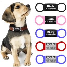 Dog Collars Leashes Customised Cat and ID Personalised Pet Collar Label Engraving Charm Name Pendant Bne Necklace Key Ring Accessories 231117