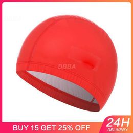 Swimming caps Swim Bathing Hats Waterproof Pu Fabric Professional Swimming Cap Solid Color Comfortable Pu Waterproof Swimming Cap Waterproof P230418