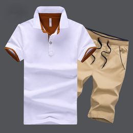 Men's Tracksuits Summer Brand Men Sports Sets 2Piece Shorts Running Fitness Suit Male Tracksuit Casual Men's Short-sleeve POLO Shirt 4XL 230418