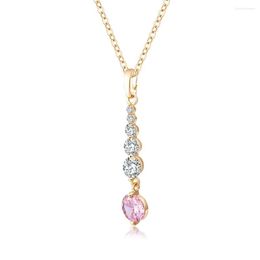 Pendant Necklaces Circle A String Of Beads Necklace Pendants For Womens Stainless Steel Rose Gold Colour Chain Cubic Zirconia