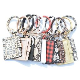 Party Favour Leather Bracelet Keychain Leopard Plaid Pu Tassel Credit Card Wallet Wristlet Coin Purse Bag W0028 Drop Delivery Home Ga Dhtx2