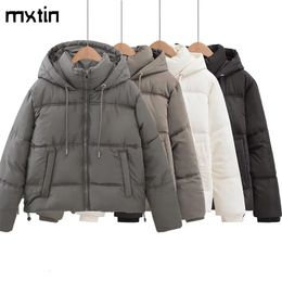 Womens Jackets Winter Coat Retro Loose Hooded Cotton Apron Jacket Fashion Warm Thick Park Casual Clothing 231118