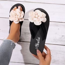 Slippers Summer Beach Shoes for Women Fashion Flower Women's Wedges Slippers Roman Ladies Casual Flip Flops Female Flat Slides 230418
