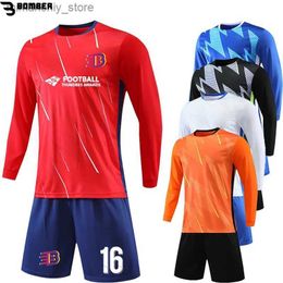 Collectable Long Seve Soccer Jersey Sets for Men Children Custom Print Quick Dry Breathab Man Kids Club Team Training Football Uniform Q231118