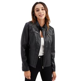 Women's Leather Faux Spring Standing Collar Jacket Europe and The United States Slim Solid Colour Biker Clothes Urban 230418