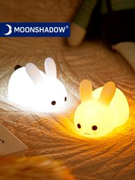 Lamps Shades Touch Rabbit Night Lights Silicone Dimmable USB Rechargeable Lamps for Children Baby Gifts Cartoon Cute Animal Bunny Night Lamp 230418