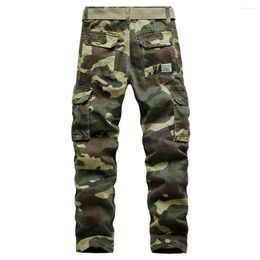 Men's Pants Cargo Blue Camouflage Men's Trousers Cotton Straight Multi-pocket Casual Overalls Denim Work For Male