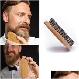 Bath Brushes Sponges Scrubbers Natural Boar Bristle Brush Mens Beard Brushes Portable Bamboo Bathroom Facial Mas Cleaning Dhgarden Dhnw6