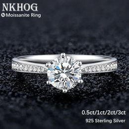 Wedding Rings NKHOG Real 3 Carat Rings For Women 925 Sterling Silver Classic 6 Claws Engagement Band Jewelry Romantic Wedding Ring231118
