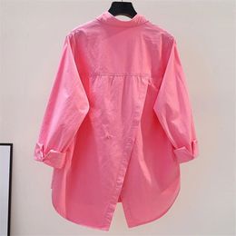 Women's Blouses Shirts Simple Casual Asymmetrical Oversized Cotton Button Up Long Sleeve Tunic Solid Streetwear Top Blouse Blusas Mujer 231117