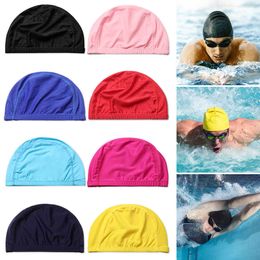 Swimming caps 1PC Unisex Dome Nylon Swimming Cap Five-line Design Pool Bathing Hats Adults Long Hair Elastic Bathing Caps Swimming Accessory P230418