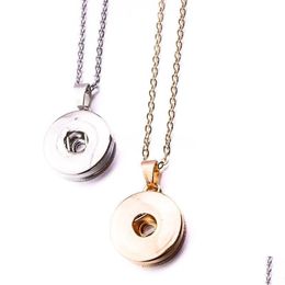 Pendant Necklaces Sier Plated 12Mm 18Mm Snap Button Necklace For Women Ginger Snaps Buttons Jewellery Drop Delivery Pendants Dh3Wq