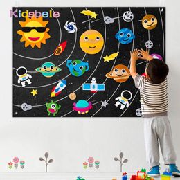 Party Games Crafts Outer Space Felt Montessori Board Toy Solar System Universe Storytelling Flannel Interactive Play Mat Education Toys For Kids 231117