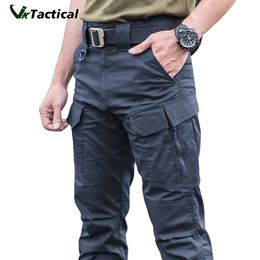 Men's Pants Tactical Cargo Pants Men Outdoor Waterproof SWAT Elastic Military Camouflage Trousers Casual Multi Pocket Pants Male Work Jogger 230418