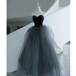 Party Dresses 14471#IENA Black Saga Grey A-LINE Elegant Sweetheart Puffy Tulle Formal Dress Prom Gown Evening Real Picture