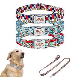 Dog Collars Leashes Nylon Plain Pattern Boys and Girls Unisex Collar Small Personalised Product Customization No Engraved Name ID Label 231117