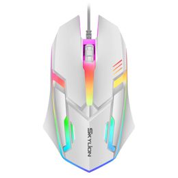 Mice SKYLION Wired 3 Keys Mouse Colorful Lighting Gaming and Office For Microsoft Windows Apple IOS System 231117