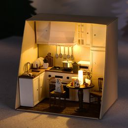 ArchitectureDIY House DIY 3D Assemble Handmade Dollhouse Wooden House Miniature Furniture Building Kits with LED for Home Decoration Kid Adult Gift 230417