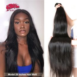 Lace Wigs Ali Queen Hair Straight Brazilian Human Weaves Bundles 1 3 4 Pcs Remy 10" 36" 100 Wig 231113