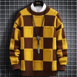 Men's Sweaters Fall Winter Korean Style Mens Pullovers Sweaters High Quality Thick Warm Cashmere Sweater Men Luxury Plaid Pull Homme 231117