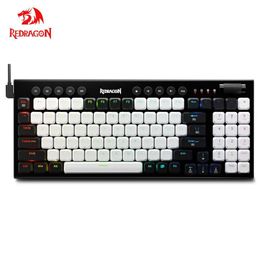 Keyboards REDRAGON Sion K653 RGB USB Mini Slim Ultra Thin Designed Wired Mechanical Gaming Keyboard Red Switch 94 Keys for Compute PC 231117