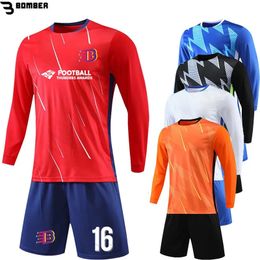 Outdoor T-Shirts Long Sleeve Soccer Jersey Sets for Men Children Custom Print Quick Dry Breathable Man Kids Club Team Training Football Uniform 231117