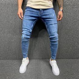 Men's Jeans Mens Skinny Blue jeans Scratch Slim Denim Pants Pencil Pants Autumn Street hip-hop denim trousers fashion Men's clothing 230418