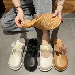 Mary Jane sandals female summer external wear Korean fashion new lazy a stirrup package head half slippers wholesale