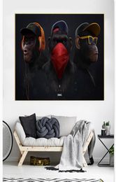 Modern Wall Art Canvas Painting Funny Thinking Monkey with Headphone Poster Prints Animal Wall Picture for Living Room Home Decor2792339