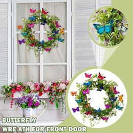 Decorative Flowers In Beautiful For Spring Butterflies Garden Wreath Decor Door 24" Wedding Decoration