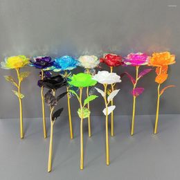 Decorative Flowers Love Valentine's Day 24K Gold Plated Rose Mini Crystal Flower Year Wedding Favours And Souvenirs Gift Table Decor