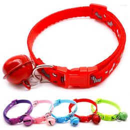 Dog Collars Fashion Pet Collar Colourful Pattern Cute Bell Adjustable For Cats Puppy DIY Accessories