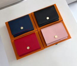 Fashion designer wallets luxury womens short purses embossed flower letter small credit card holders ladies plaid money clutch bag with box high-quality