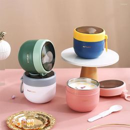 Dinnerware Sets Stainless Steel Insulated Oatmeal Cup Soup Microwave Oven Milk Breakfast Portable With Spoon Kitchen Tool