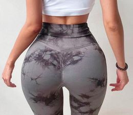 Flower Tie Dye Yoga Pants Shaping Athletic Sportswears High Waist Jogging Sweatpants Casual Lift The Hip Workout1321713
