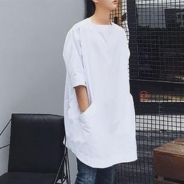 Men's T Shirts Summer Loose Short Sleeve O Neck Men Fashion Black White Nightclub Stage Outfit Harajuku 2xl Oversized Clothing Daily