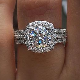 Solitaire Ring Huitan Luxury Silver Colour Engagement Wedding Rings for Women Elegant Cushion Shaped Design Female Fashion Jewellery 231117