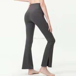 lu yoga 2022 Align LU-07 Women Yoga Pants Solid Color Nude Sports Shaping Waist Tight Flared Fitness Loose Jogging Sportswear Nine Point Flared Pant High Quality