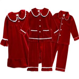 Pyjamas Christmas Children's Clothing Set Sleepwear For Girls Nightgown Boys Velvet Long Sleeve Pants Kids Overalls Baby Suit 231118