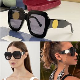 Fashion Rectangular Sunglasses Black Frame Solid Brown Lens With Cut Out Interlocking G Inspired Vintage Feel Sun Glasses 100% UVA/UVB Protection 1022S 1022