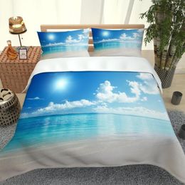 Bedding Sets Natural Scenery 3D White Cloud Blue Sky Print Bed Cover Girls Boys Linen Set 2/3 Piece Quilt Pillowcase