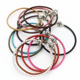 Charm Bracelets 2023 Fashion Single Layer Braided Leather Bracelet Men Women Magnetic Clasps Pulseras Male Female Jewelry