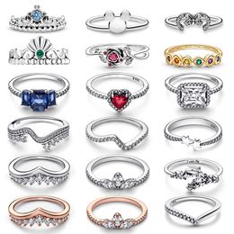 Anel Pandora de prata esterlina 925 Rogue Mouse Ring Princess Ring Unlimited Stone Ring Primitive DIY Adequado para joias de moda feminina