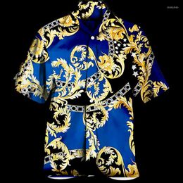 Men's Casual Shirts Baroque Style Luxury Shirt Men's Hawaiian Cuban Collar Short Sleeve Autumn Clothing Street Party
