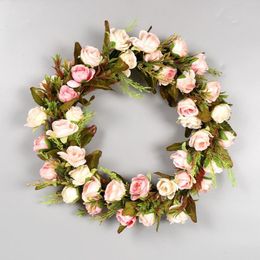 Decorative Flowers Wooden Floral Picks Wreath Artificial Front Leaf Plastic Door Home Decoration Spring Plant Decor 100 Fake