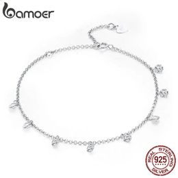 Chain 925 Sterling Silver Simple Geometric Crystal CZ Link Chain Bracelets Bangles for Women Silver Jewellery SCB103231118